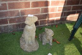 Two Garden Dog Ornaments