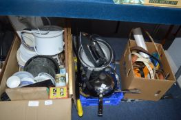 Three Boxes of Kitchenware, Household Goods, etc.