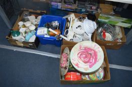Four Boxes of Kitchenware, Pottery, Glassware, etc