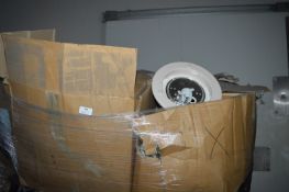 *Pallet of ~640 Beige Rimmed Metal Wall Lamps