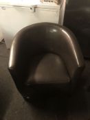 * A Pair of Brown Faux Leather Tub Seats