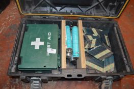 *Dewalt Box Containing First Aid Kits, Nail Cassettes, and Viper Fuel Cells