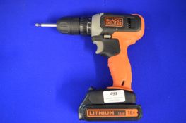Black & Decker Lithium 18v Cordless Drill