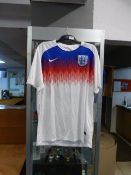 England Football Shirt (white, blue & red) Size: X