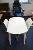 White Drop Leaf Dining Table and Two Chairs