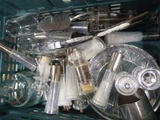 Box of Salt and Pepper Grinders, Glassware, and Ca