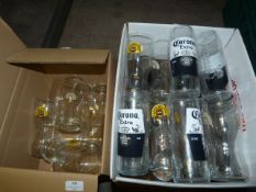 *Two Boxes of Corona and Boddingtons Glasses