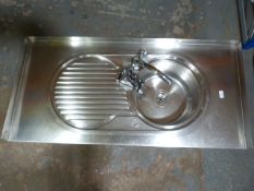 Sink and Drainer with Spare Pair of Taps ~126x59cm