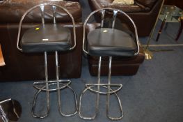 Pair of Chrome & Black Barstools