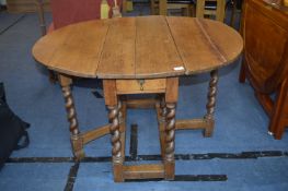 Oak 2 Drawer Barley Twist Gate Leg Table