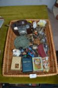Basket of Collectibles, Cameras, Playing Cards, Wa