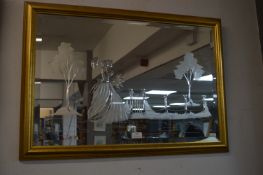 Gilt Framed Etched Glass Mirror