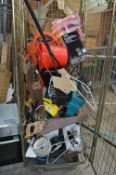 Cage Lot of Garden and Other Tools, Saws, Sander,