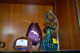Art Glass Paperweights and a Vase