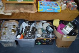 Two Boxes and Two Tubs of Household and Kitchenwar