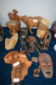 African Carvings, Clocks, etc.