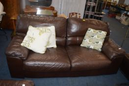 Two Seat Brown Leather Sofa