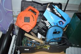 Heavy Duty Toolbox Containing Jig Saw, Cable Reel,