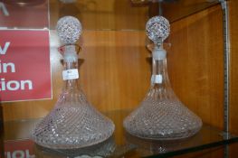 Pair of Pressed Glass Ships Decanters