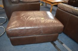 Brown Leather Pouffe