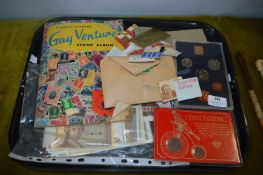 Assorted Stamps, Bank Notes, and Coinage
