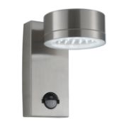 * STAINLESS STEEL METAL OUTDOOR WALL LIGHT WITH MOTION SENSOR 15CM. INTEGRATED LED, 2W, LUMENS 180
