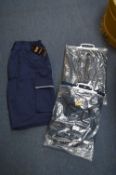 *2x Men’s Work Trousers Size: 36R & 40R, and 1x Navy Work Shorts Size: XXL