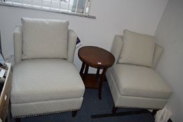 *Thomasville 3pc Fabric Chair and Accent Table Set