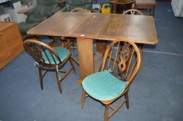 Vintage Oak Drop Leaf Gate Leg Dining Table plus F