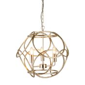 *ANTIQUE BRASS METAL 3 LIGHT CAGE CEILING PENDANT 45CM DIAMETER - Brand New