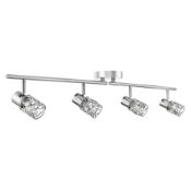 * 4 LIGHT CHROME AND GLASS ADJUSTABLE BAR SPOTLIGHT LENGTH 90CM RRP £66 - Brand New