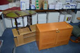 Record Cabinet, TV Stand, and a Small Oval Leather
