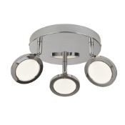 *3 LIGHT ADJUSTABLE HEAD LED CHROME SPOTLIGHT DIAMETER 20CM 1000 LUMENS RRP £82 - Brand New