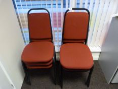 *Six Stackable Chairs with Upholstered Seats and Backs