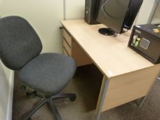 *Single Pedestal Desk with Left-Hand Drawer Pedestal in Light Beech Finish, and a Typists Swivel Cha