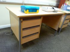 *Single Pedestal Desk with Left-Hand Drawer Pedestal in Light Beech Finish