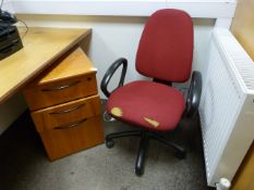 *Standalone Three Drawer Unit and a Red Swivel Chair