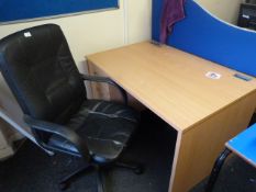 *Single Pedestal Desk with Left-Hand Drawer Pedestal in Beech Finish, and a Executive Swivel Chair