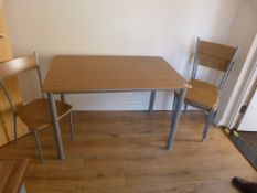 *Rectangular Kitchen Table on Silver Frames with Four Matching Stackable Chairs