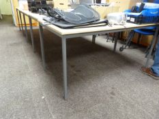*Five Office Tables in Light Wood Finish on Silver Frames