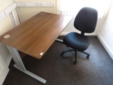 *Office Desk in Dark Wood Finish, and a Typists Swivel Chair (black)