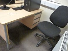 *Single Pedestal Desk with Right-Hand Drawer Pedestal in Light Beech Finish, and a Typists Swivel Ch