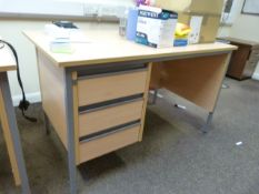 *Single Pedestal Desk with Left-Hand Drawer Pedestal in Light Beech Finish