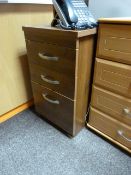 *Standalone Three Drawer Pedestal in Dark Wood Finish