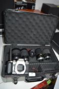 Pentax MZ5N Camera, Assorted Lenses, and a Case