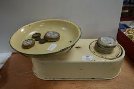 Vintage Enamel Scales and Weights