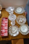 Cut Glass Decanters, Wine Glasses, Fruit Bowls, et