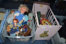 Vintage Dolls plus Clothes and Cot