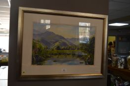 Framed Acrylic Mountainscape by J. E. Ward