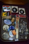 Tray Lot of Collectibles; Matchbooks, Teaspoons, C